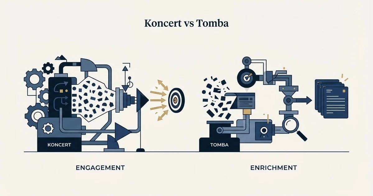 Editorial illustration for Koncert vs Tomba