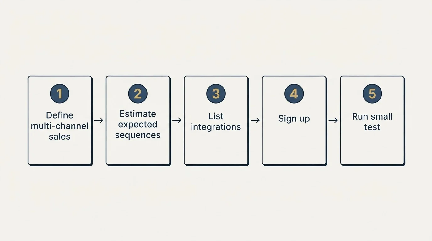 Step sequence: Getting Started Checklist (Define multi-channel sales, Estimate expected sequences, List integrations, Sign up)
