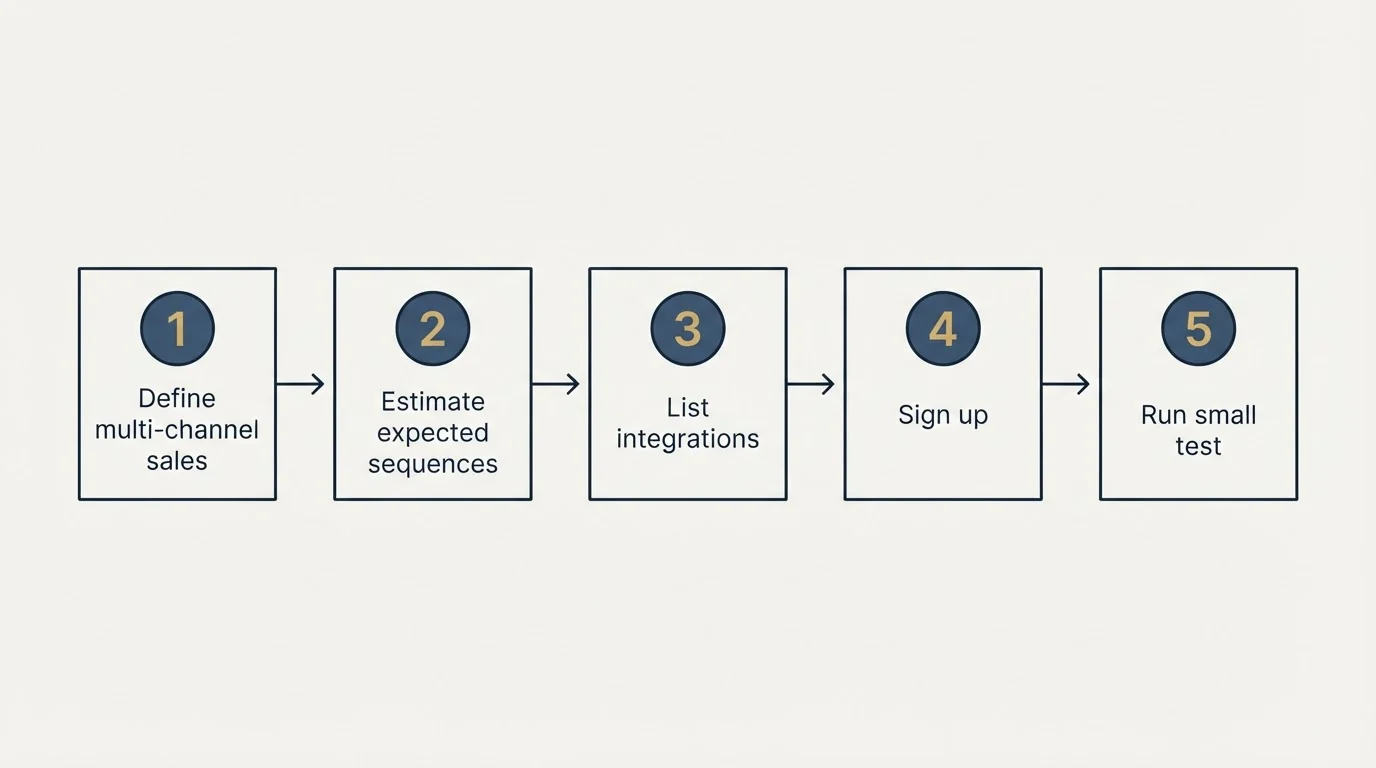 Step sequence: Getting Started Checklist (Define multi-channel sales, Estimate expected sequences, List integrations, Sign up)