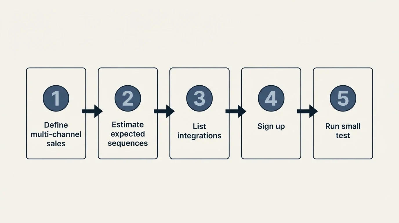 Step sequence: Getting Started Checklist (Define multi-channel sales, Estimate expected sequences, List integrations, Sign up)