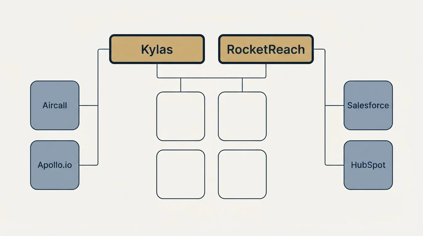 Integration grid: Integration Ecosystem (Kylas, RocketReach, Aircall, Salesforce)