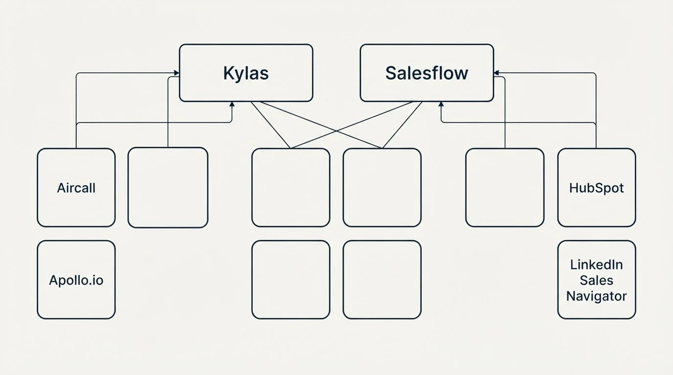 Integration grid: Integration Ecosystem (Kylas, Salesflow, Aircall, HubSpot)