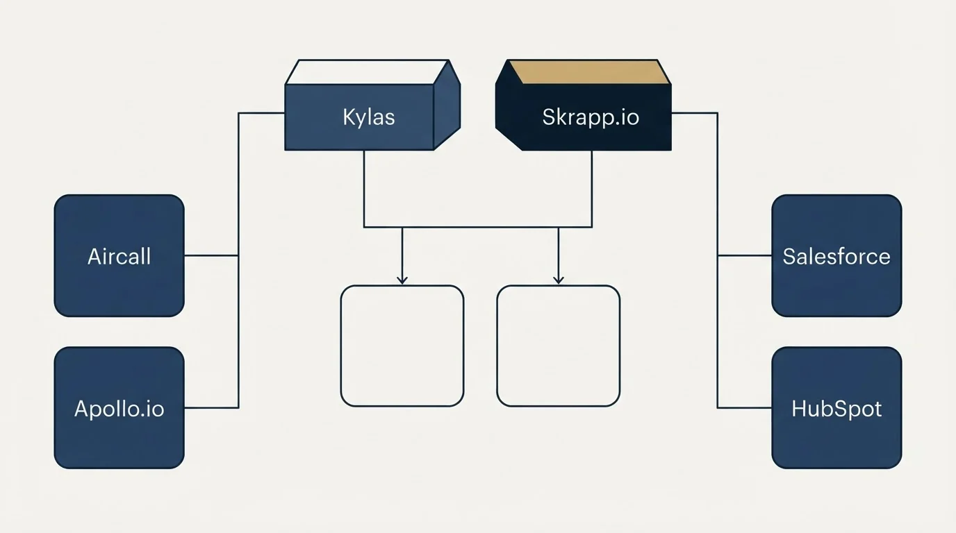 Integration grid: Integration Ecosystem (Kylas, Skrapp.io, Aircall, Salesforce)