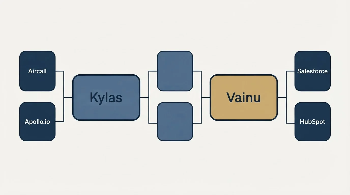 Integration flow: Integration Ecosystem (Kylas, Vainu, Aircall, Salesforce)
