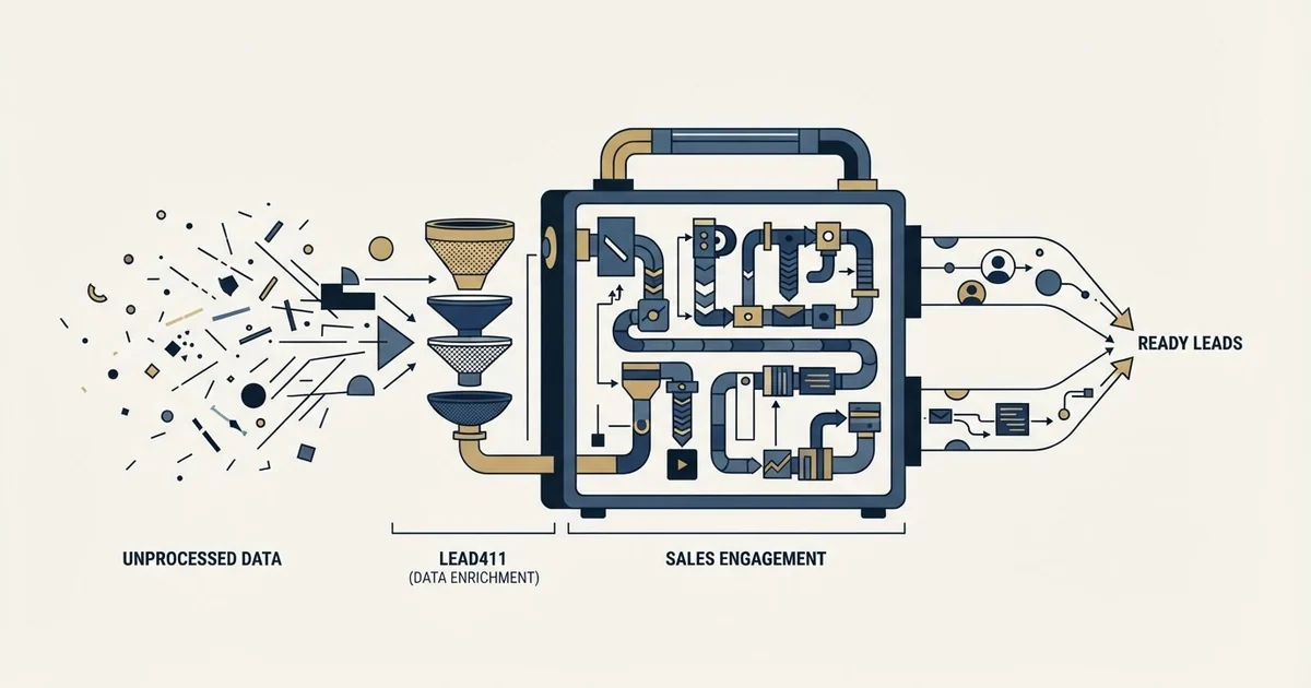 Editorial illustration for La Growth Machine vs Lead411