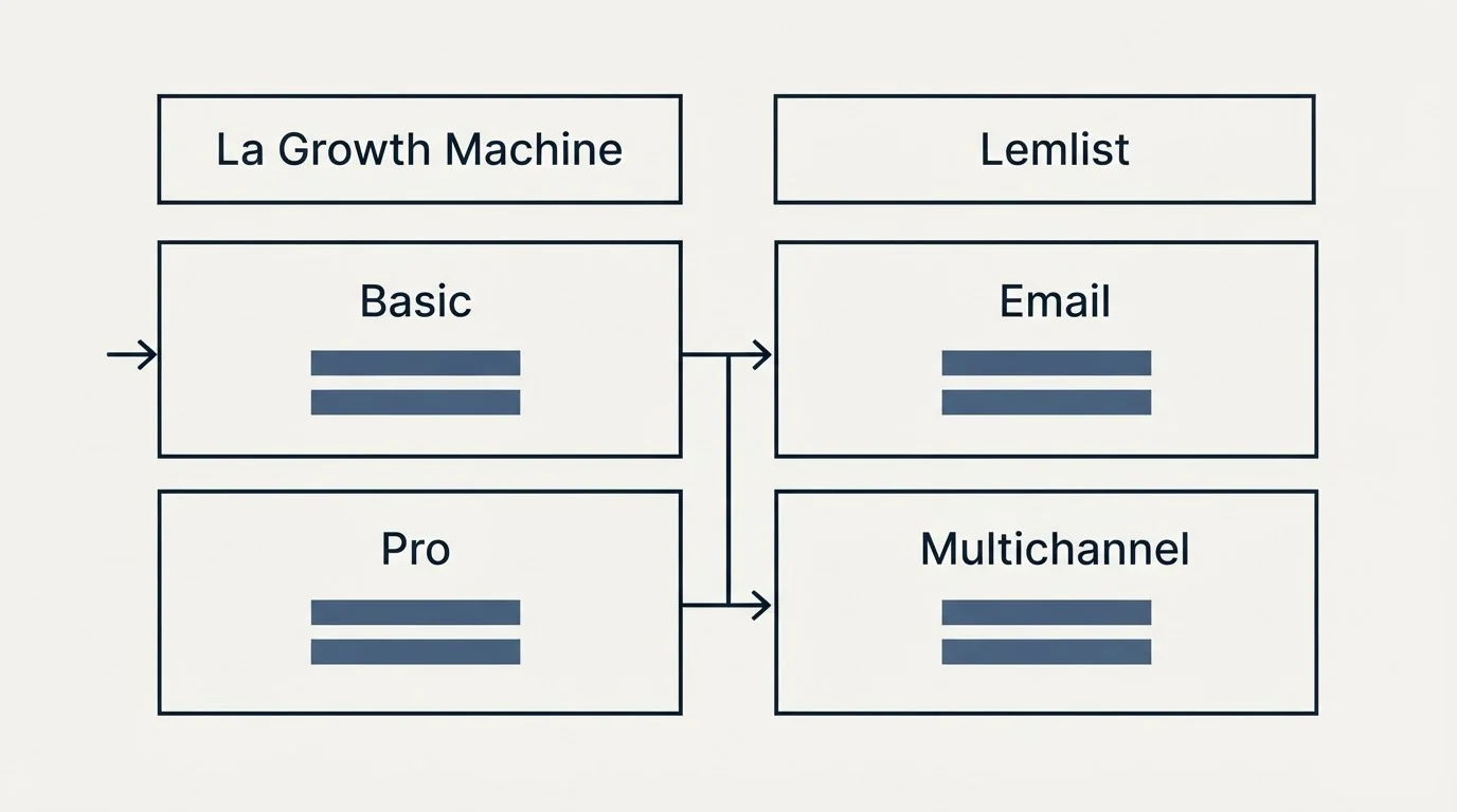 Pricing table: Pricing Comparison (La Growth Machine, Lemlist, Basic, Email)
