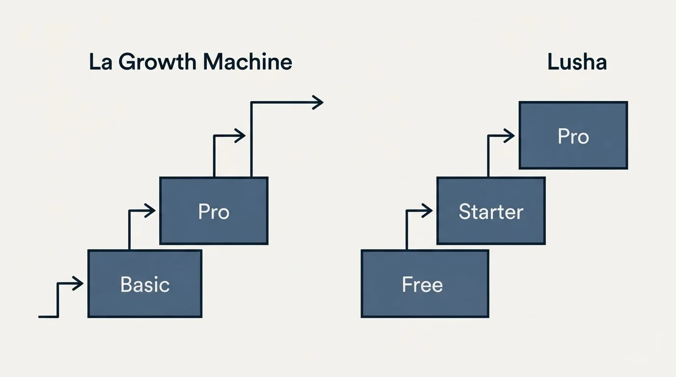 Pricing ladder: Pricing Comparison (La Growth Machine, Lusha, Basic, Free)