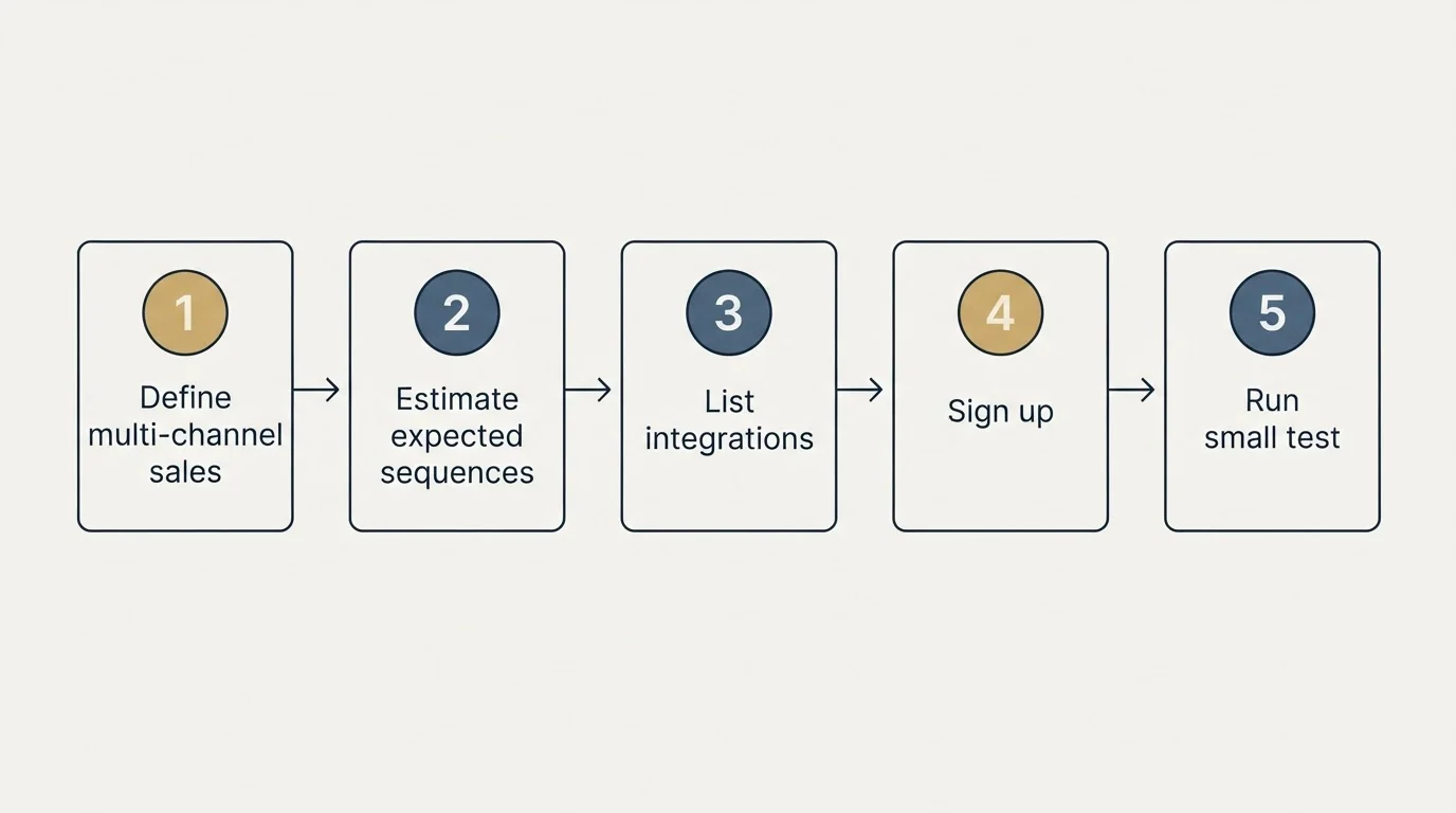 Step sequence: Getting Started Checklist (Define multi-channel sales, Estimate expected sequences, List integrations, Sign up)