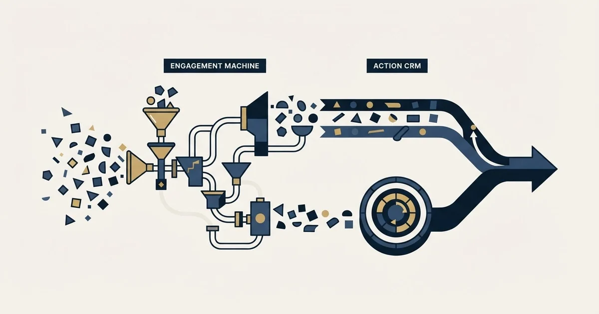 Editorial illustration for La Growth Machine vs OnePageCRM