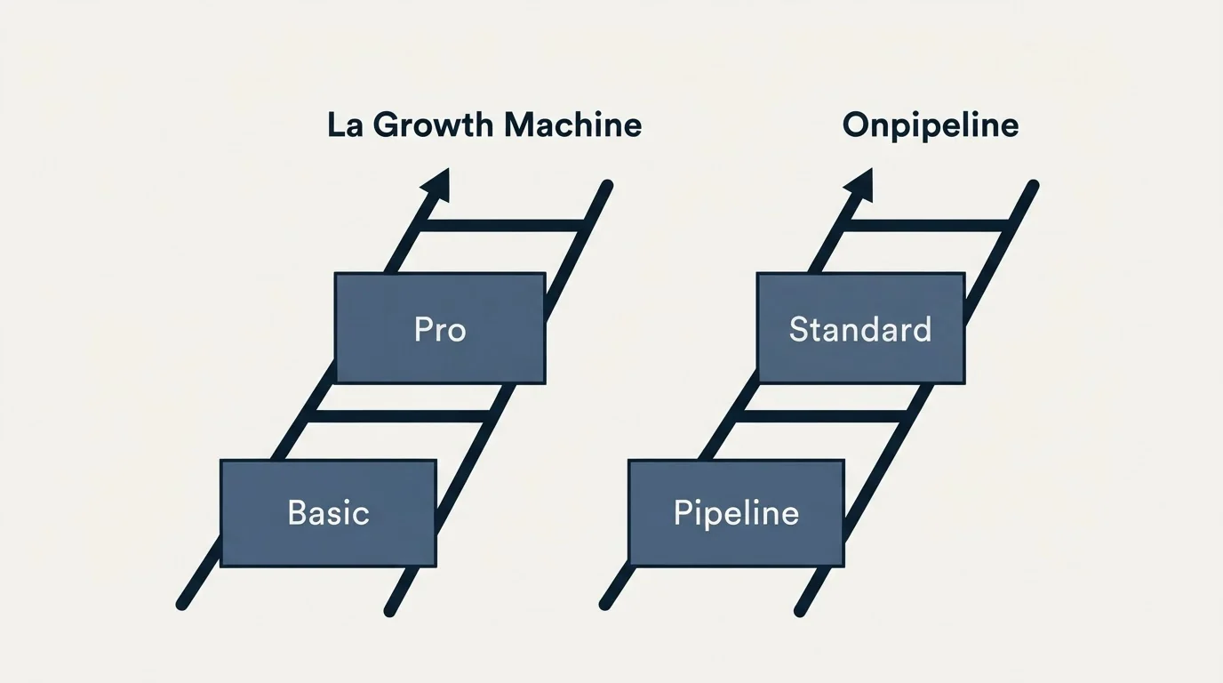 Pricing ladder: Pricing Comparison (La Growth Machine, Onpipeline, Basic, Pipeline)
