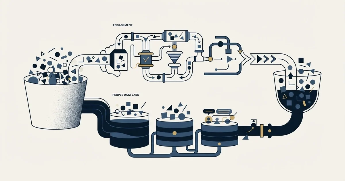 Editorial illustration for La Growth Machine vs People Data Labs