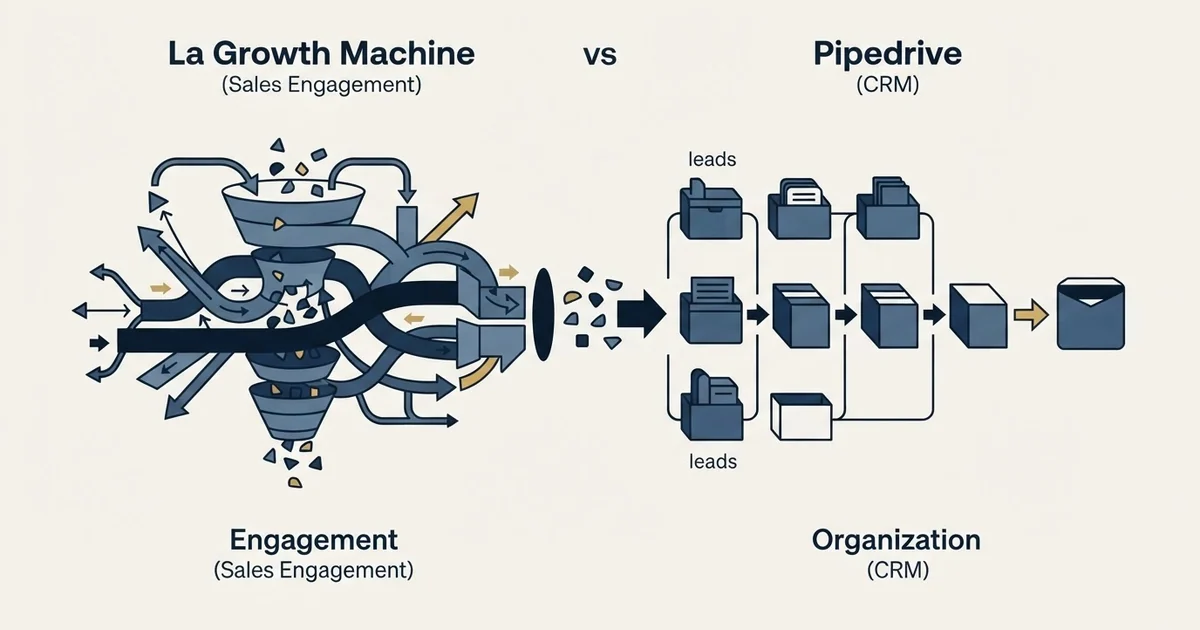Editorial illustration for La Growth Machine vs Pipedrive