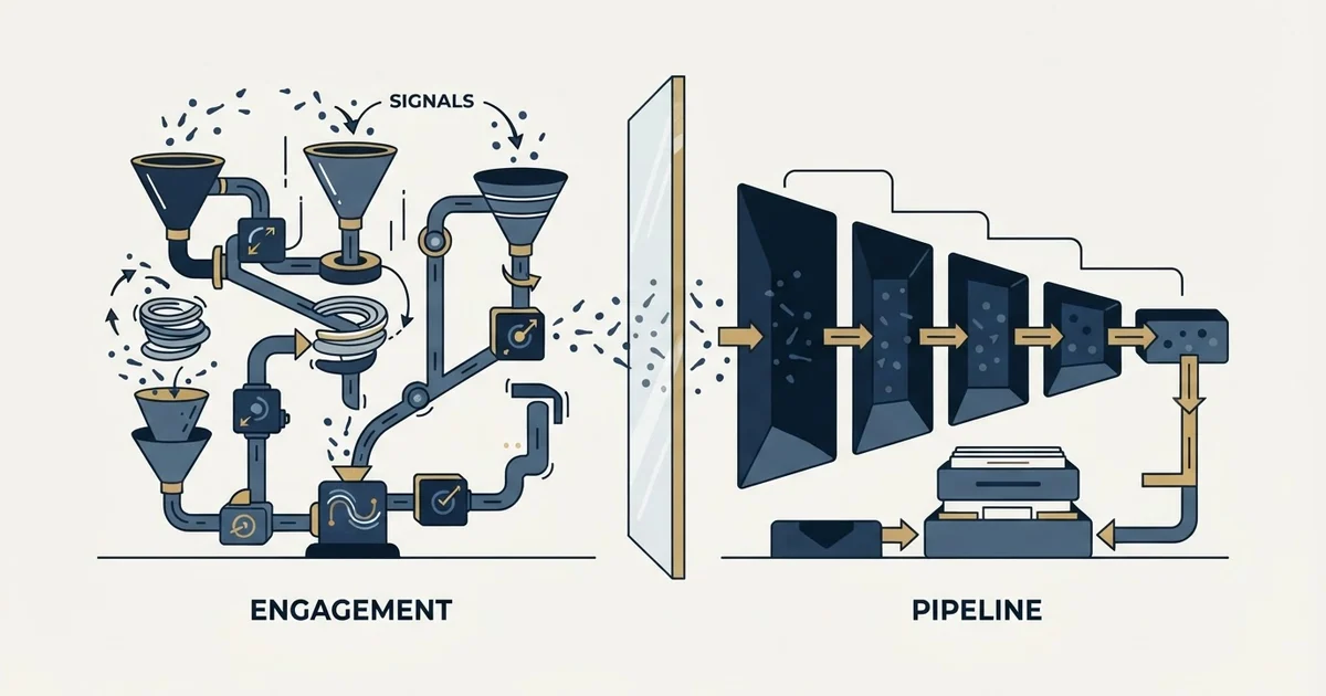 Editorial illustration for La Growth Machine vs Pipeline CRM