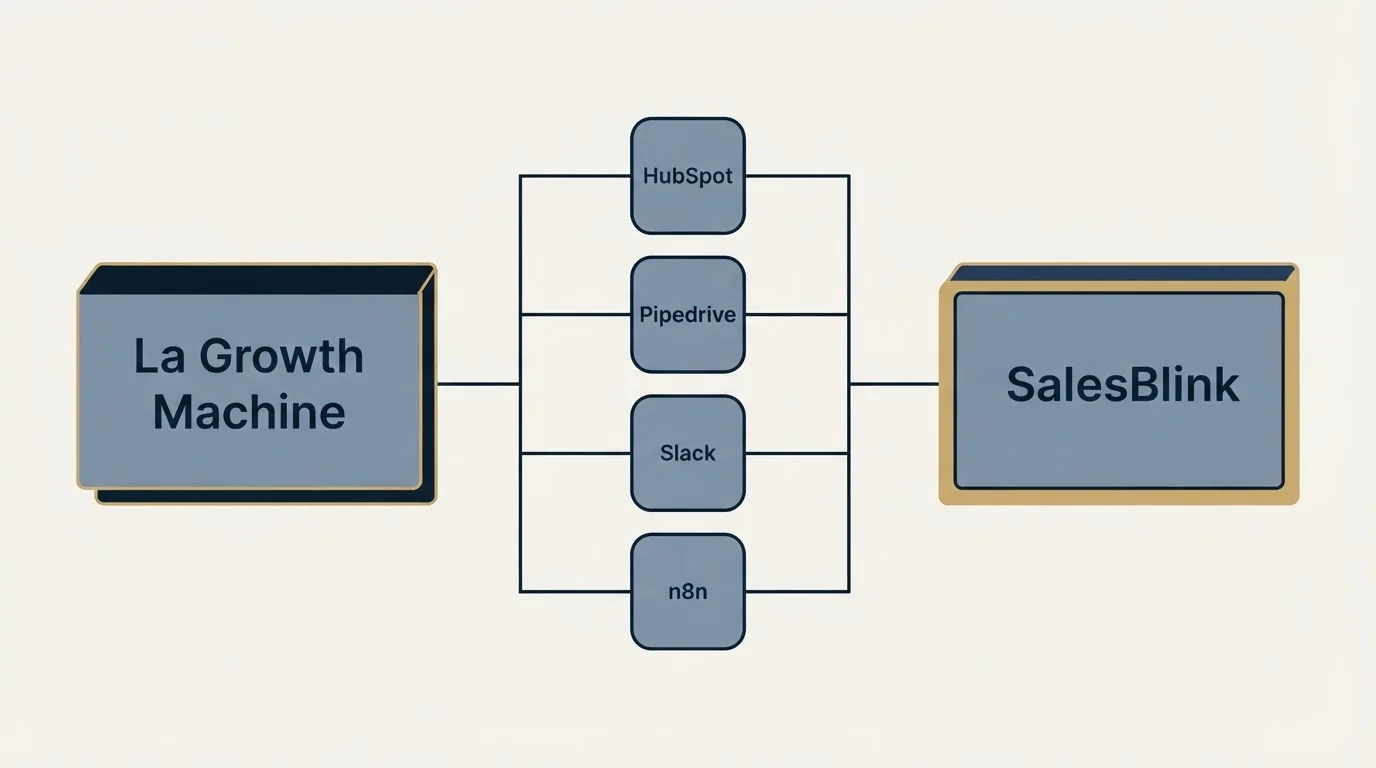 Integration flow: Integration Ecosystem (La Growth Machine, SalesBlink, HubSpot, Pipedrive)