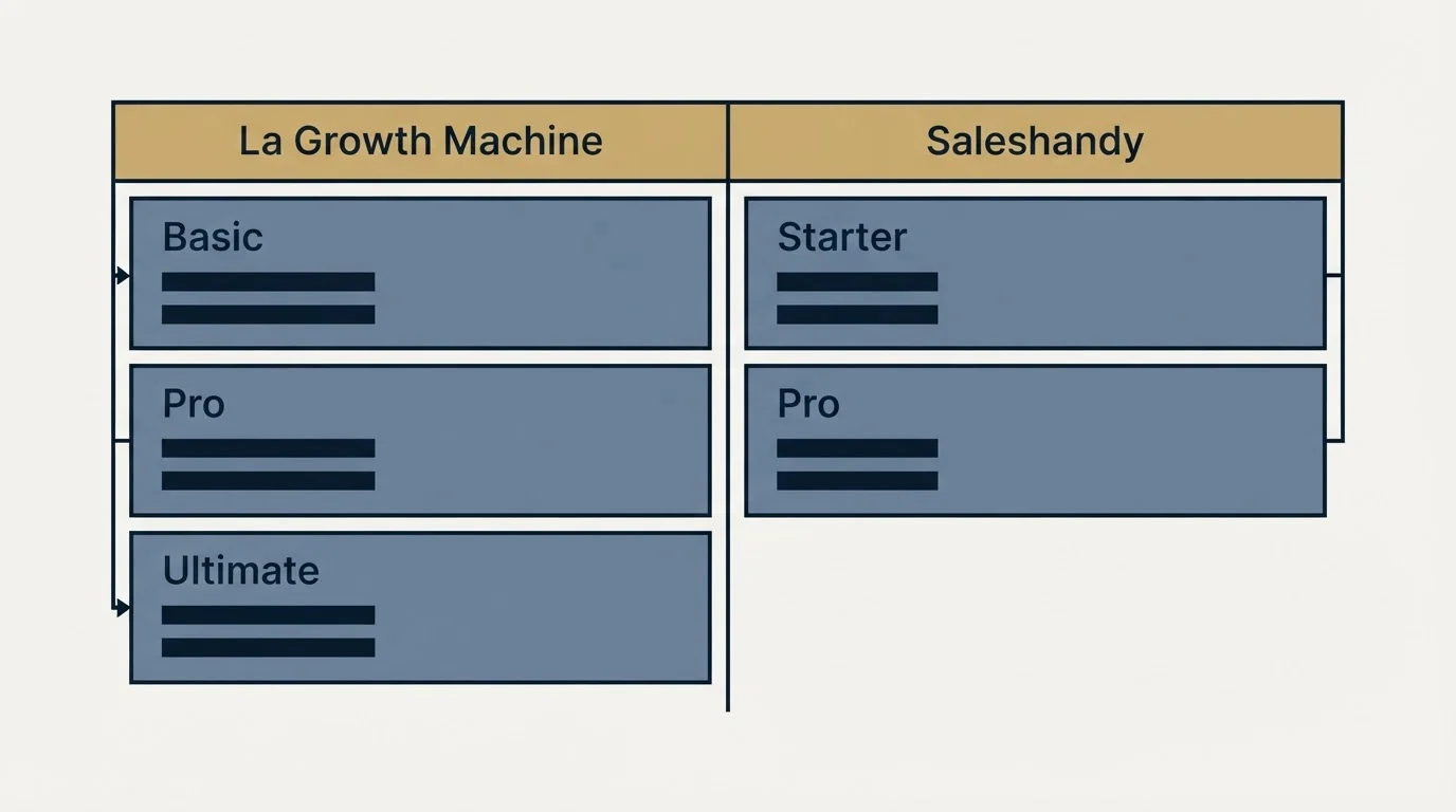 Pricing table: Pricing Comparison (La Growth Machine, Saleshandy, Basic, Starter)