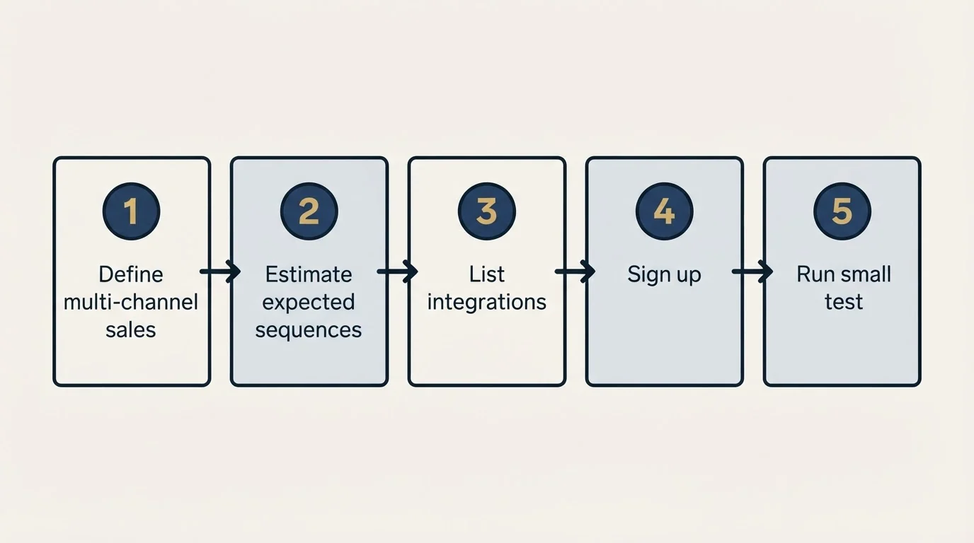 Step sequence: Getting Started Checklist (Define multi-channel sales, Estimate expected sequences, List integrations, Sign up)