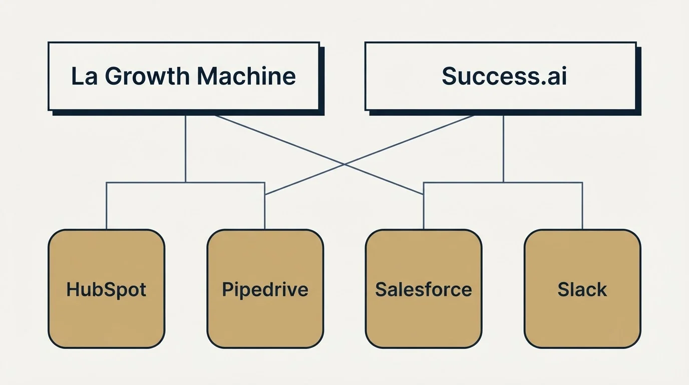 Integration grid: Integration Ecosystem (La Growth Machine, Success.ai, HubSpot, Pipedrive)