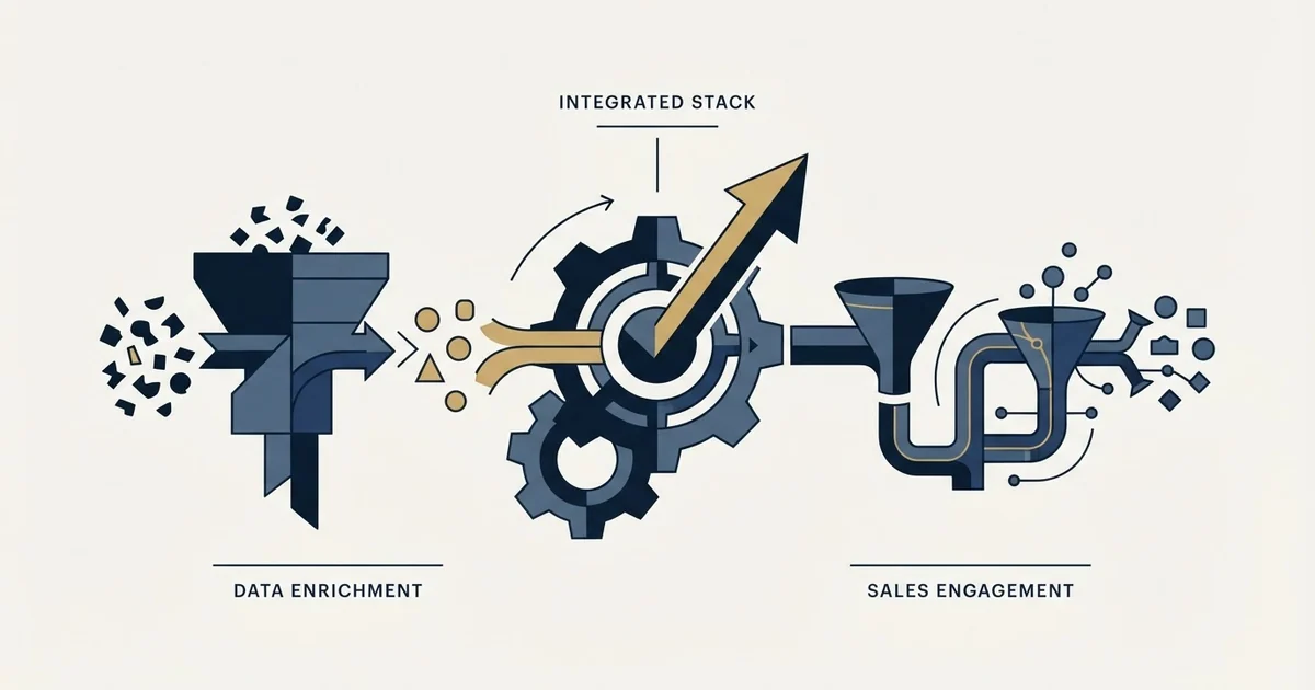 Editorial illustration for La Growth Machine vs TheirStack