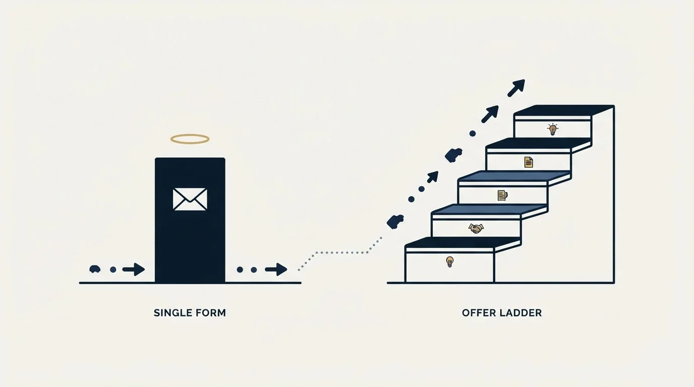 Section illustration: One contact form is not an offer ladder