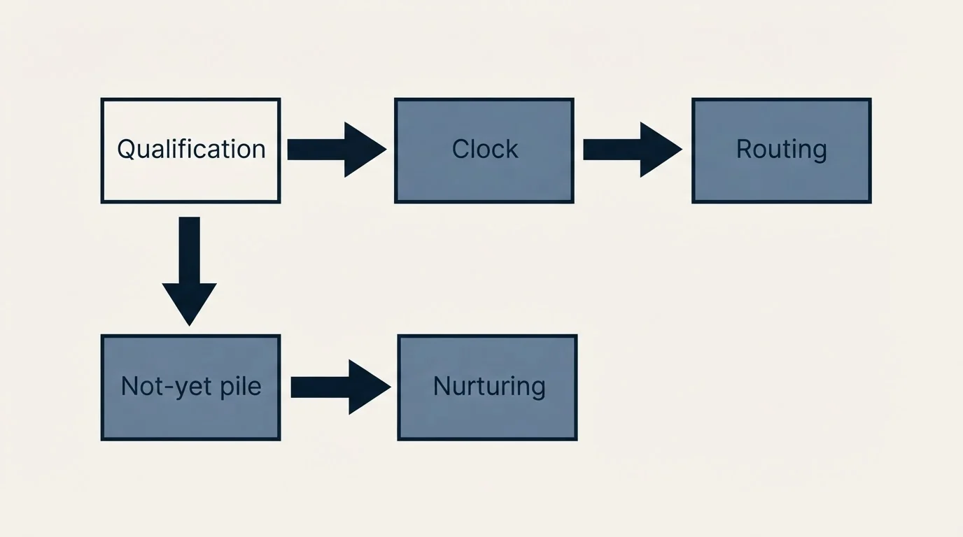 Schematic: The short version (Qualification, Clock, Routing, Not-yet pile)