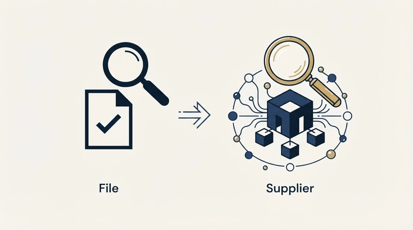 Section illustration: Verifying a supplier rather than a file