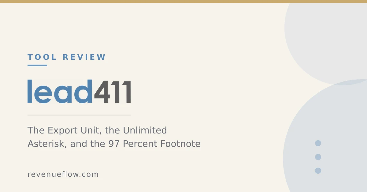 Branded cover: Lead411 Review: The Export Unit, the Unlimited Asterisk, and the 97 Percent Footnote