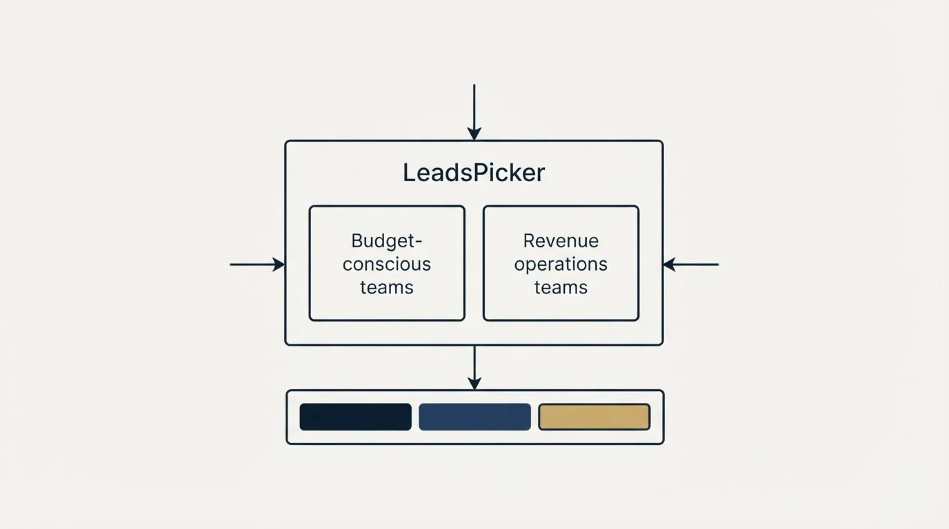 Two-column comparison: Use Case Recommendations (LeadsPicker, Budget-conscious teams, Revenue operations teams)