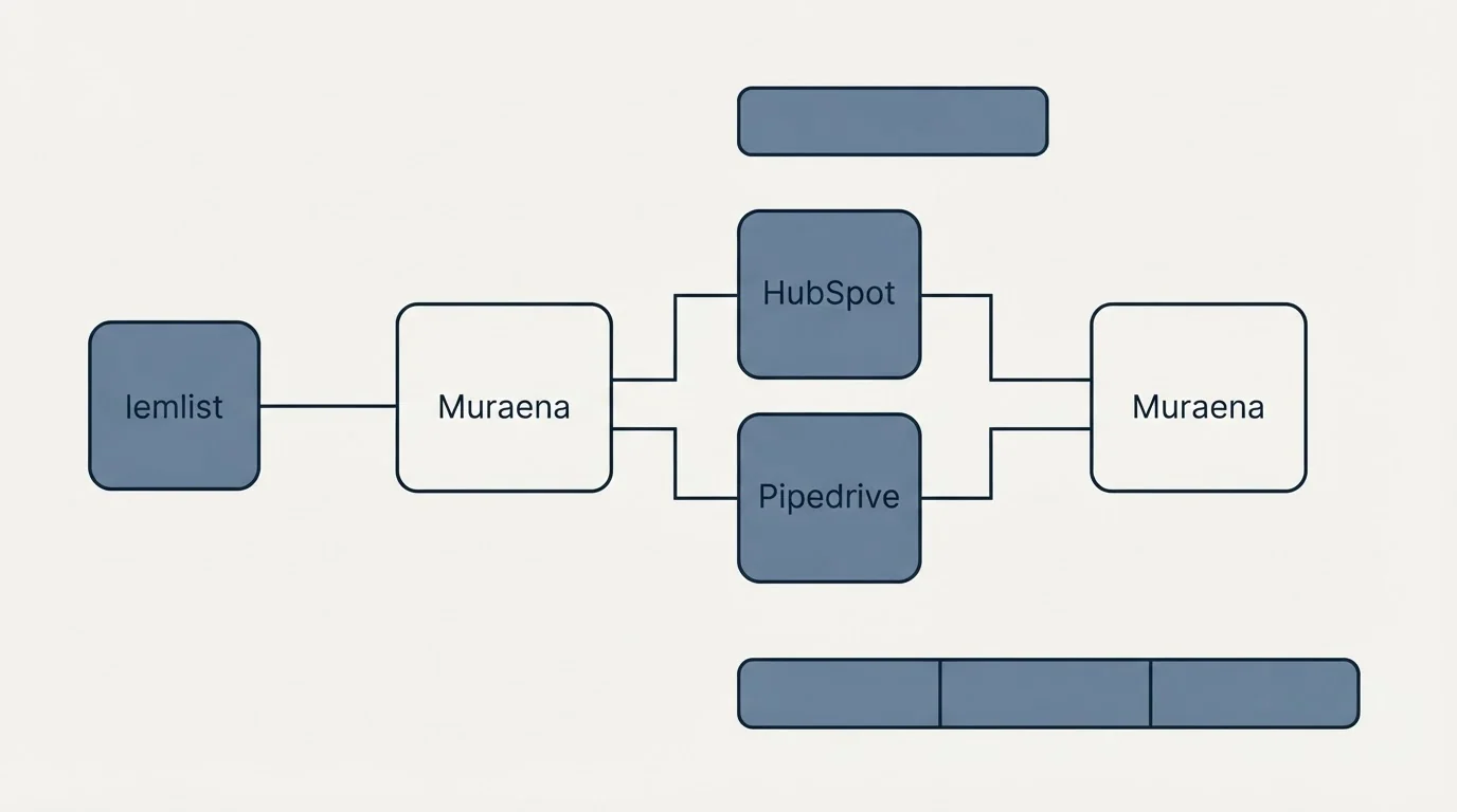 Integration schematic: Integration Ecosystem (Muraena, HubSpot, Pipedrive, lemlist)