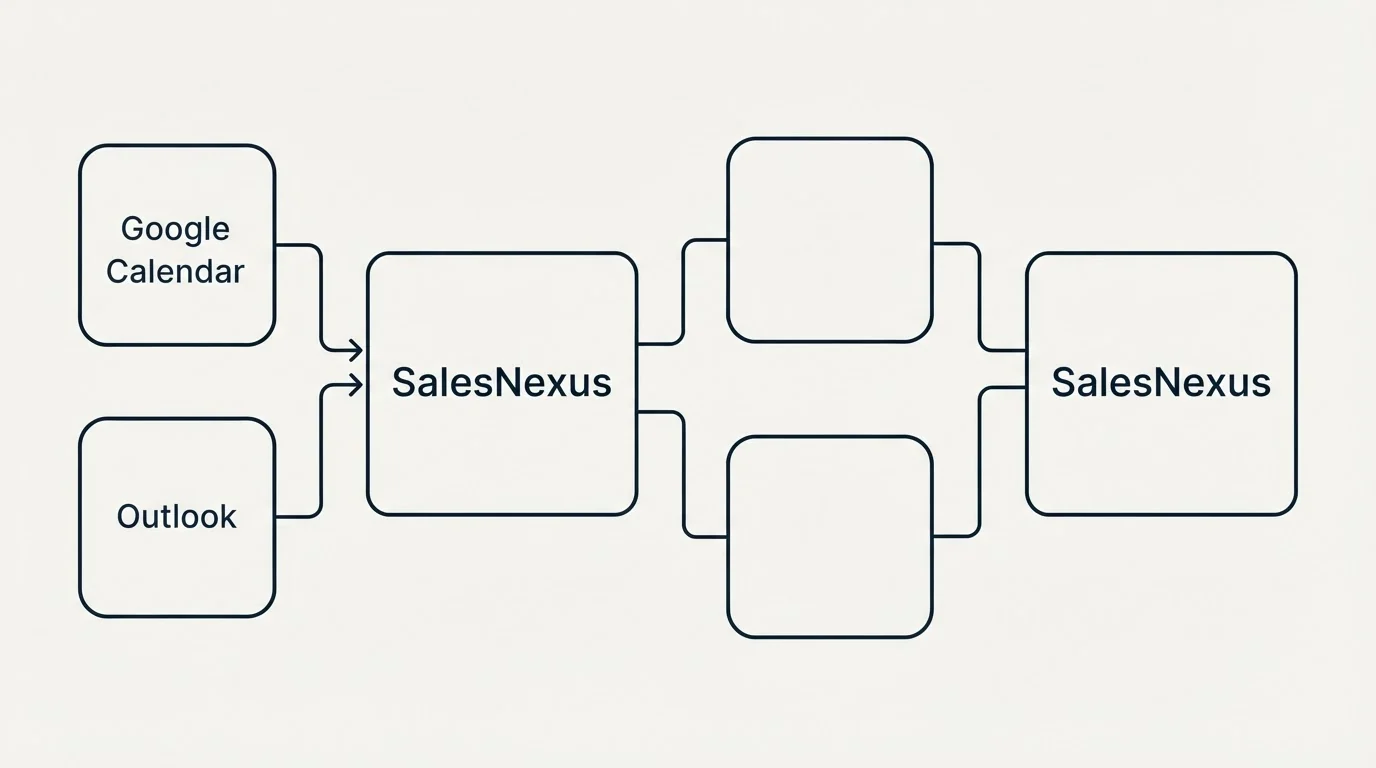 Integration schematic: Integration Ecosystem (SalesNexus, Google Calendar, Outlook)
