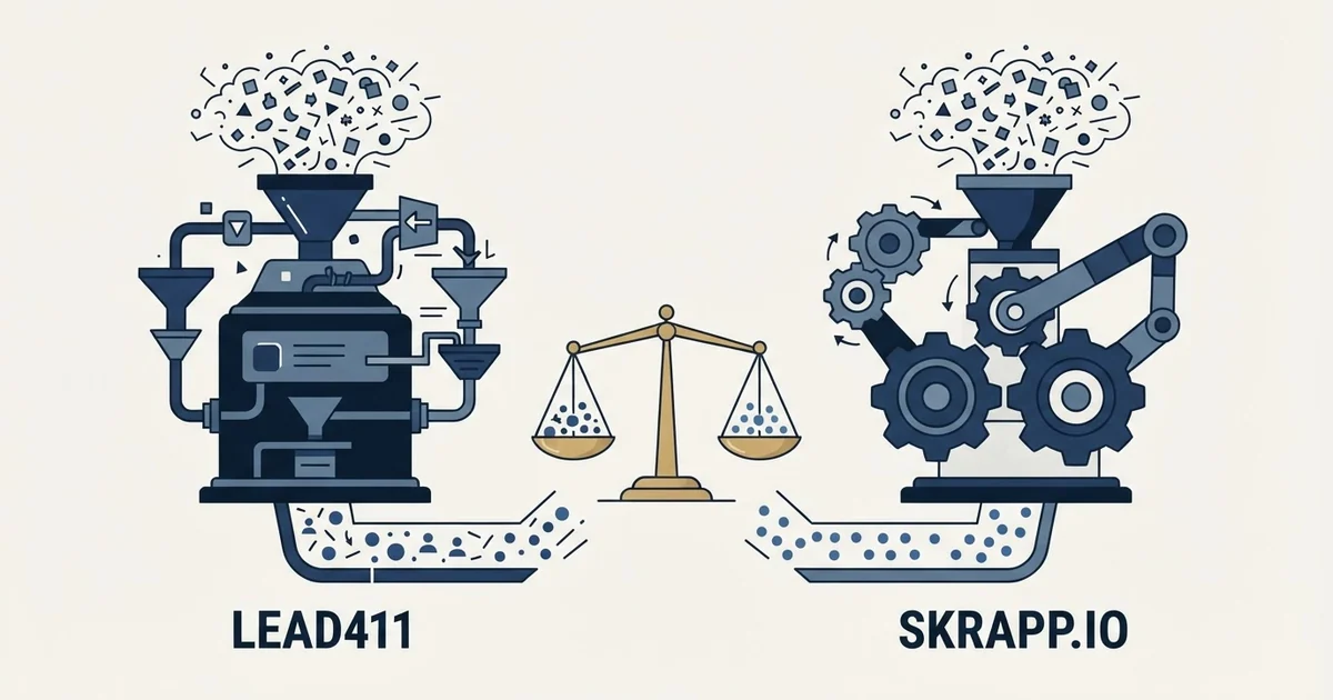 Editorial illustration for Lead411 vs Skrapp.io