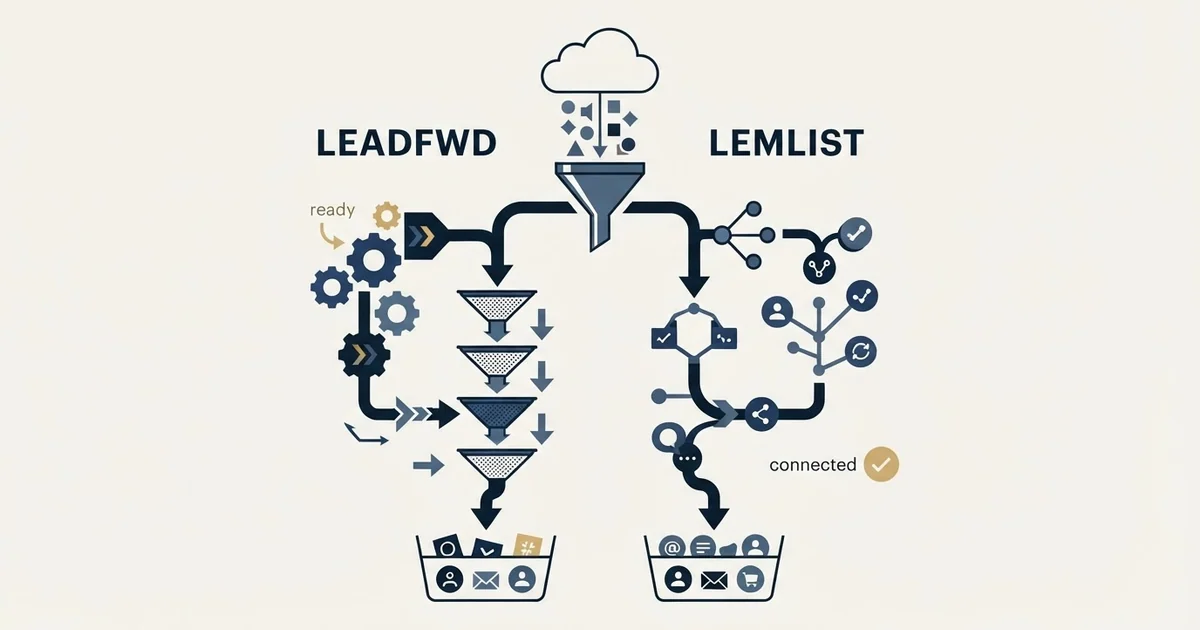 Editorial illustration for Leadfwd vs Lemlist