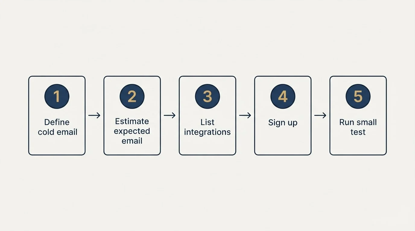 Step sequence: Getting Started Checklist (Define cold email, Estimate expected email, List integrations, Sign up)