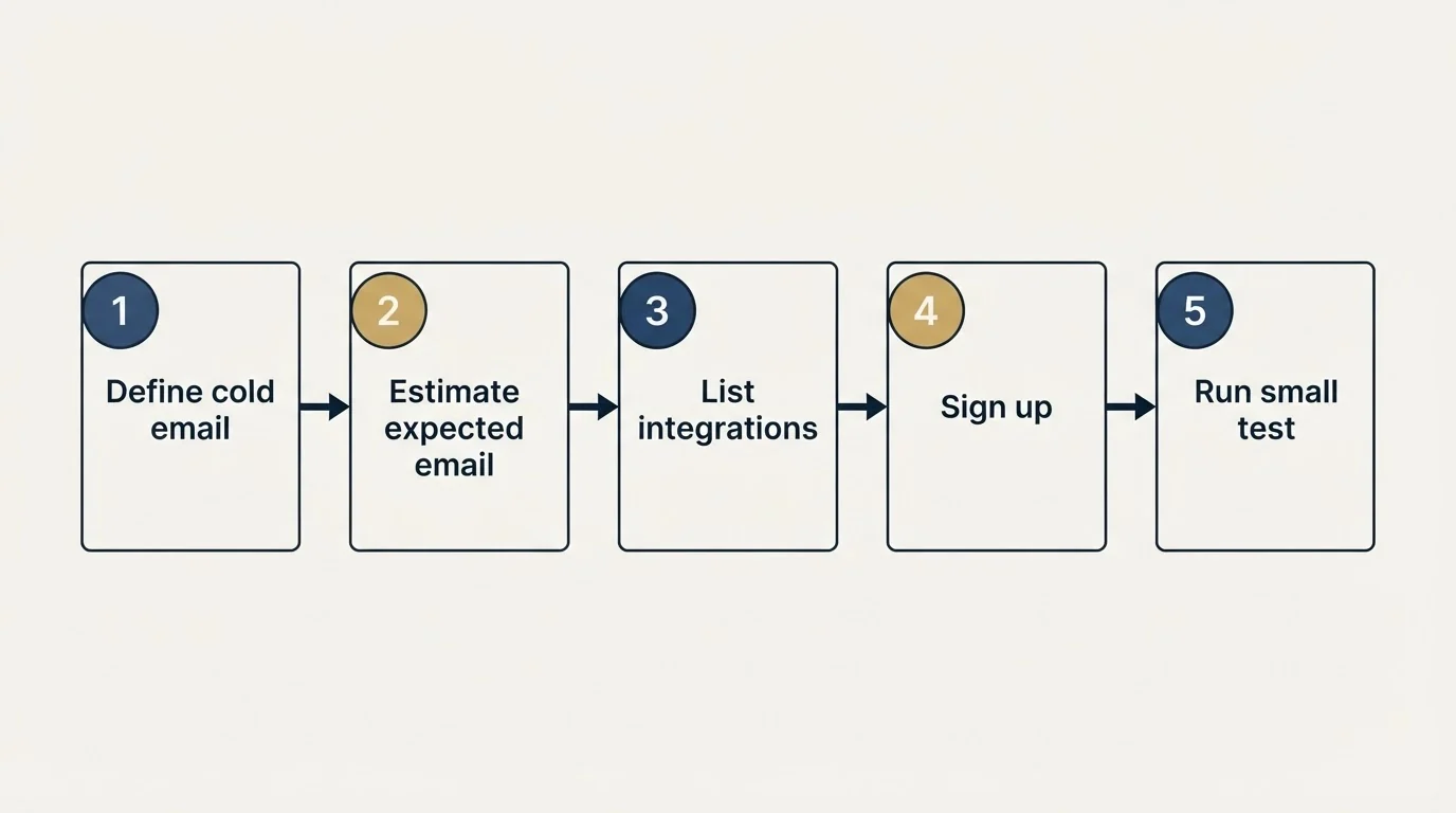 Step sequence: Getting Started Checklist (Define cold email, Estimate expected email, List integrations, Sign up)