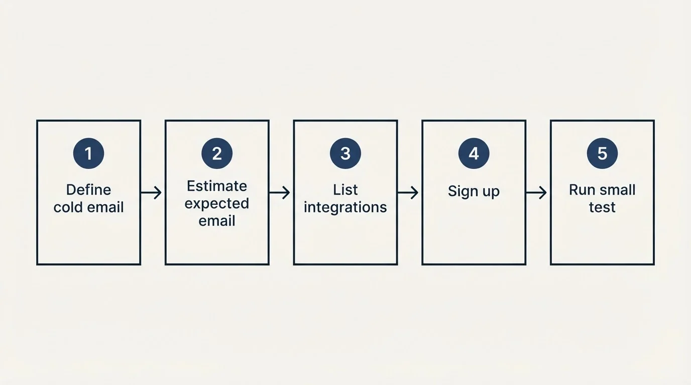 Step sequence: Getting Started Checklist (Define cold email, Estimate expected email, List integrations, Sign up)