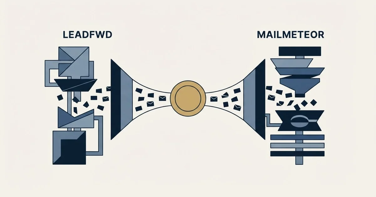 Editorial illustration for Leadfwd vs Mailmeteor