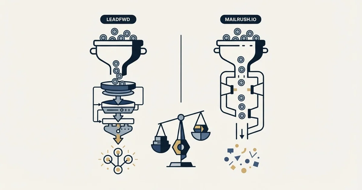 Editorial illustration for Leadfwd vs MailRush.io