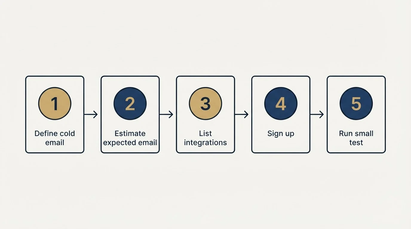 Step sequence: Getting Started Checklist (Define cold email, Estimate expected email, List integrations, Sign up)