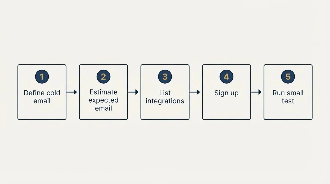 Step sequence: Getting Started Checklist (Define cold email, Estimate expected email, List integrations, Sign up)