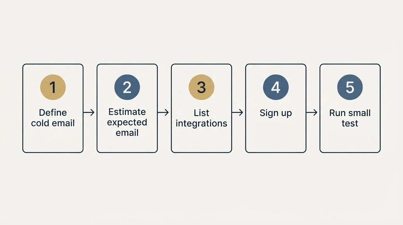 Step sequence: Getting Started Checklist (Define cold email, Estimate expected email, List integrations, Sign up)