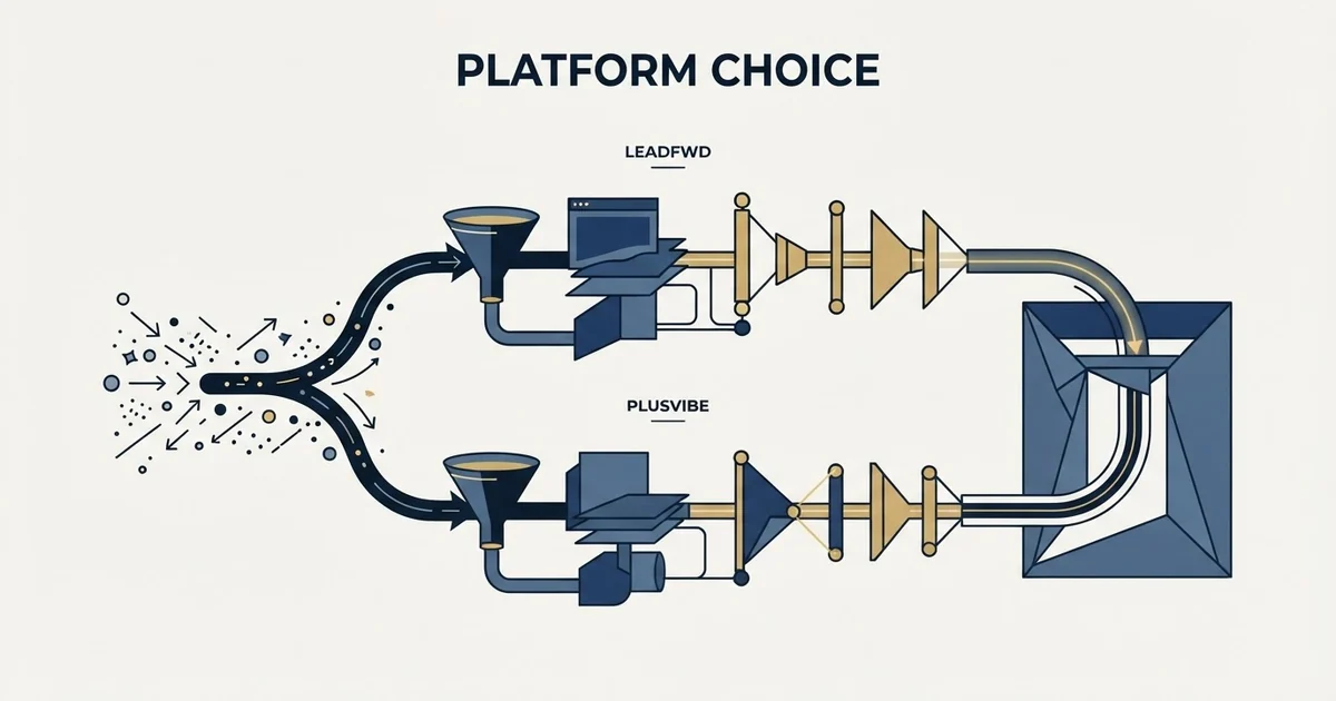 Editorial illustration for Leadfwd vs PlusVibe
