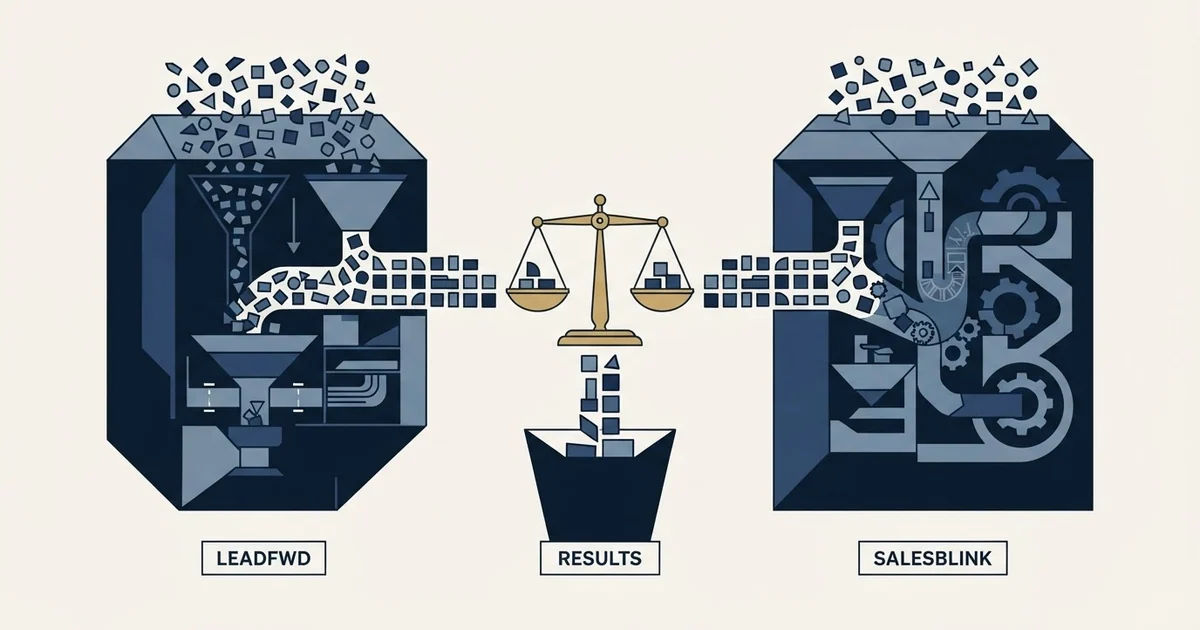 Editorial illustration for Leadfwd vs SalesBlink