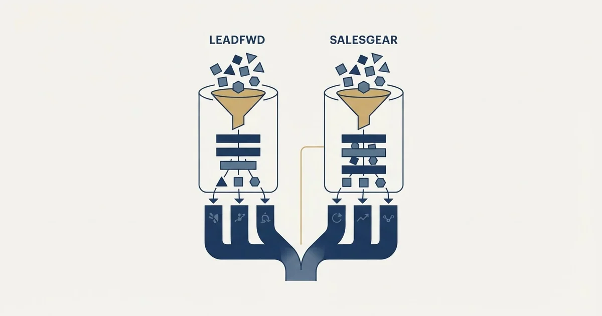 Editorial illustration for Leadfwd vs Salesgear