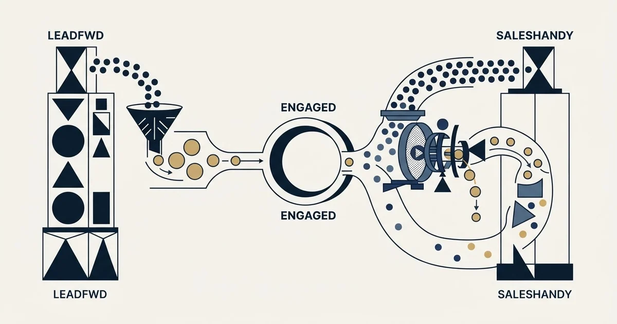 Editorial illustration for Leadfwd vs Saleshandy