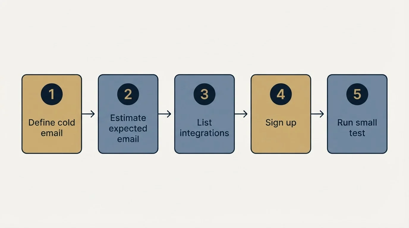 Step sequence: Getting Started Checklist (Define cold email, Estimate expected email, List integrations, Sign up)