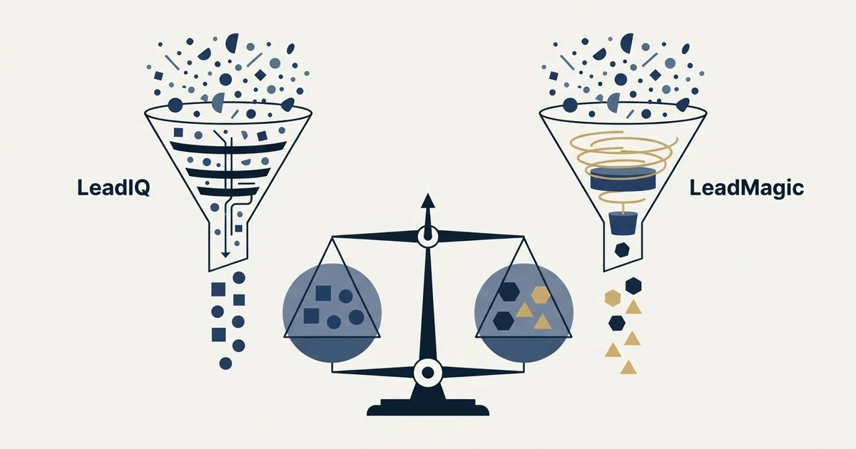 Editorial illustration for LeadIQ vs LeadMagic