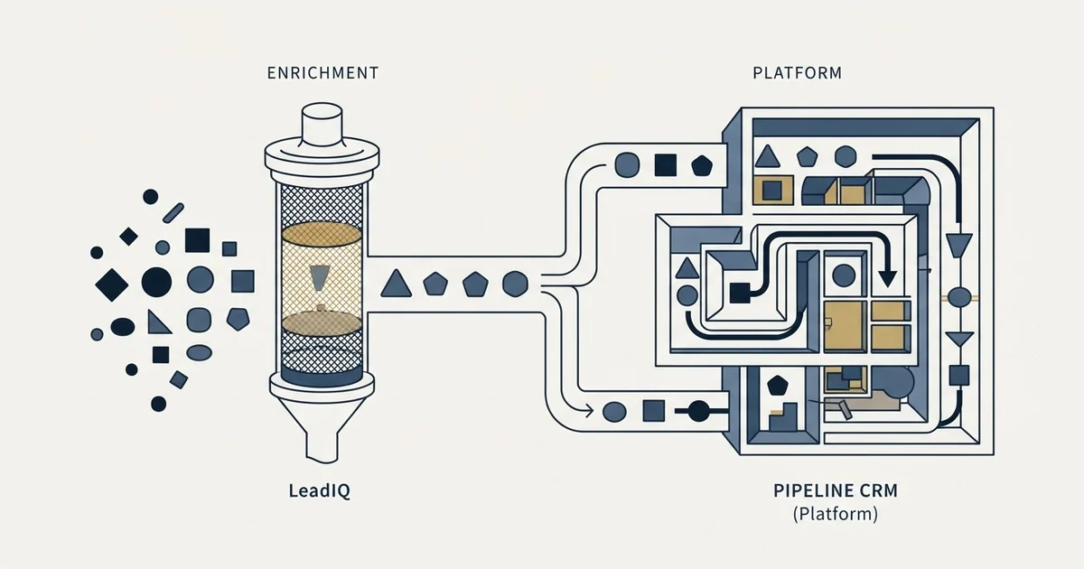 Editorial illustration for LeadIQ vs Pipeline CRM