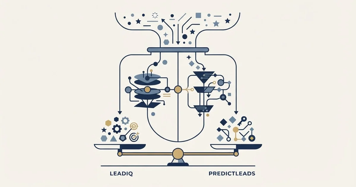 Editorial illustration for LeadIQ vs PredictLeads