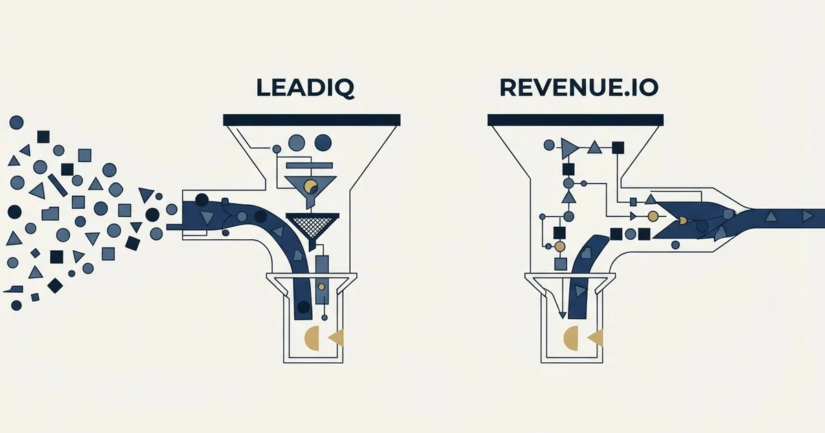 Editorial illustration for LeadIQ vs Revenue.io
