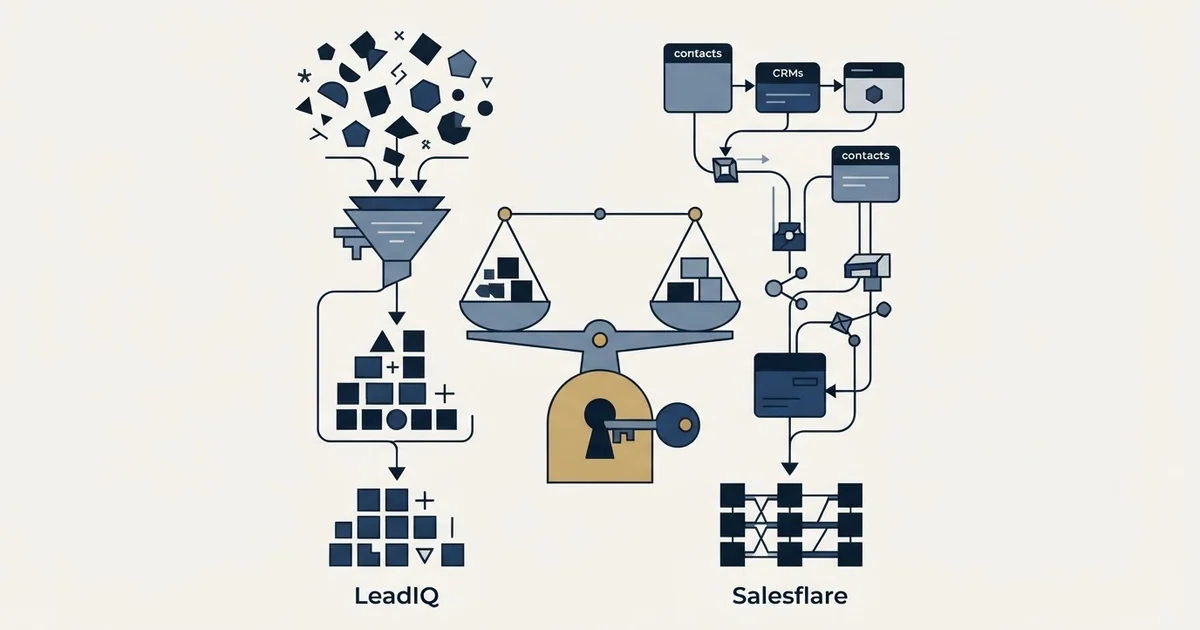 Editorial illustration for LeadIQ vs Salesflare