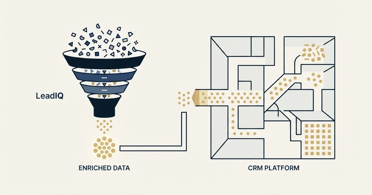Editorial illustration for LeadIQ vs Salesmate